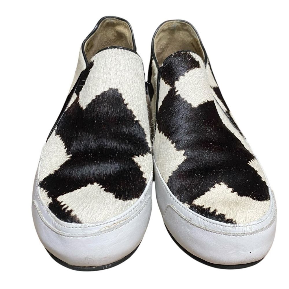 10 Crosby Derek Lam Jared Slip On Haircalf Sneakers Size 6.5 Black White